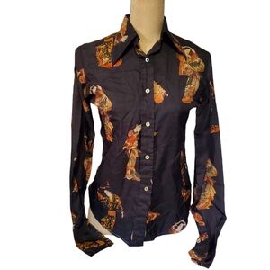Ladies vintage 70s long sleeve disco shirt 7/8
